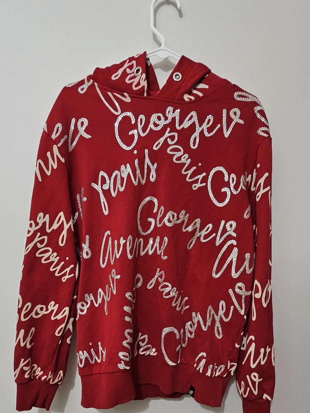 Red Hoodie Sweater with Script Logo